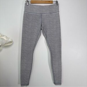 Lululemon Wunder Under Leggings Plaid Gray White Size 8 Full Length Gym Athletic